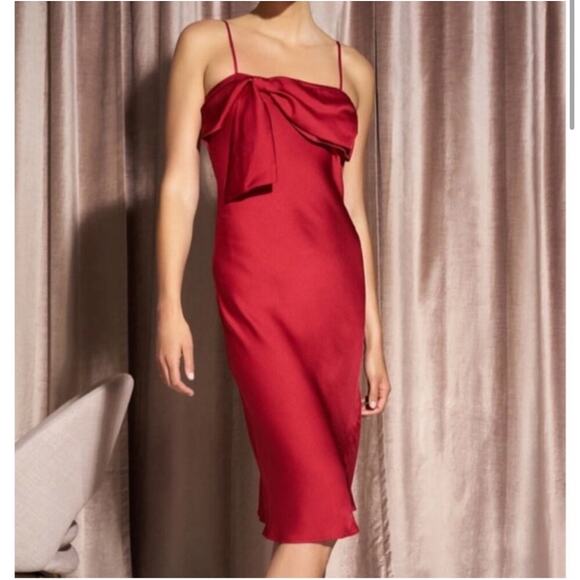 Hutch Dresses & Skirts - Anthropologie Hutch Satin Bow Front Slip Midi Dress In Red Size S